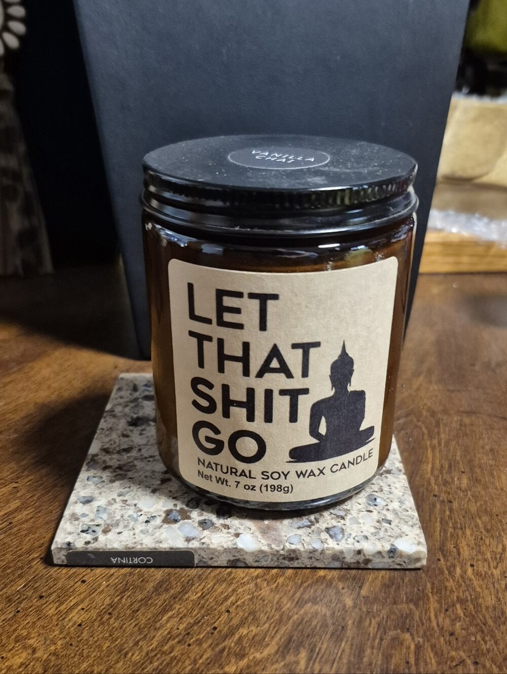 Let That Shit Go Amber Glass Soy Candle - Unbranded